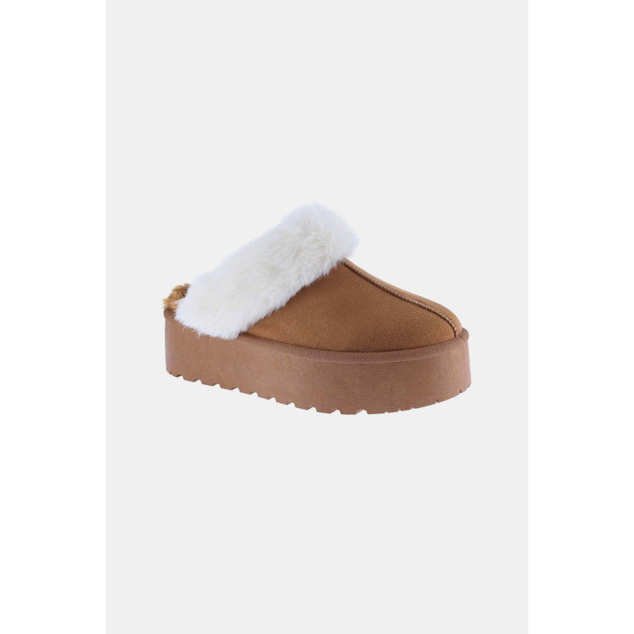 Weeboo Thick Bottom Fur Trim Snow Slippers Tan / 6.5 Apparel and Accessories