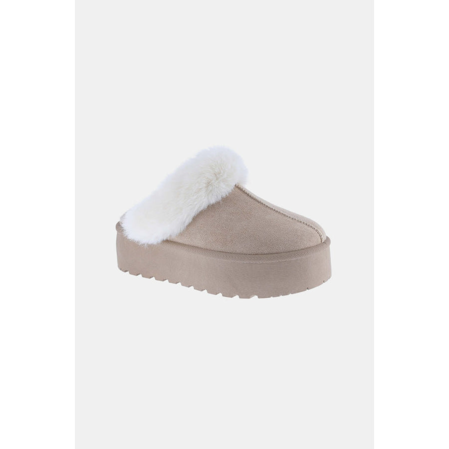 Weeboo Thick Bottom Fur Trim Snow Slippers Taupe / 6.5 Apparel and Accessories