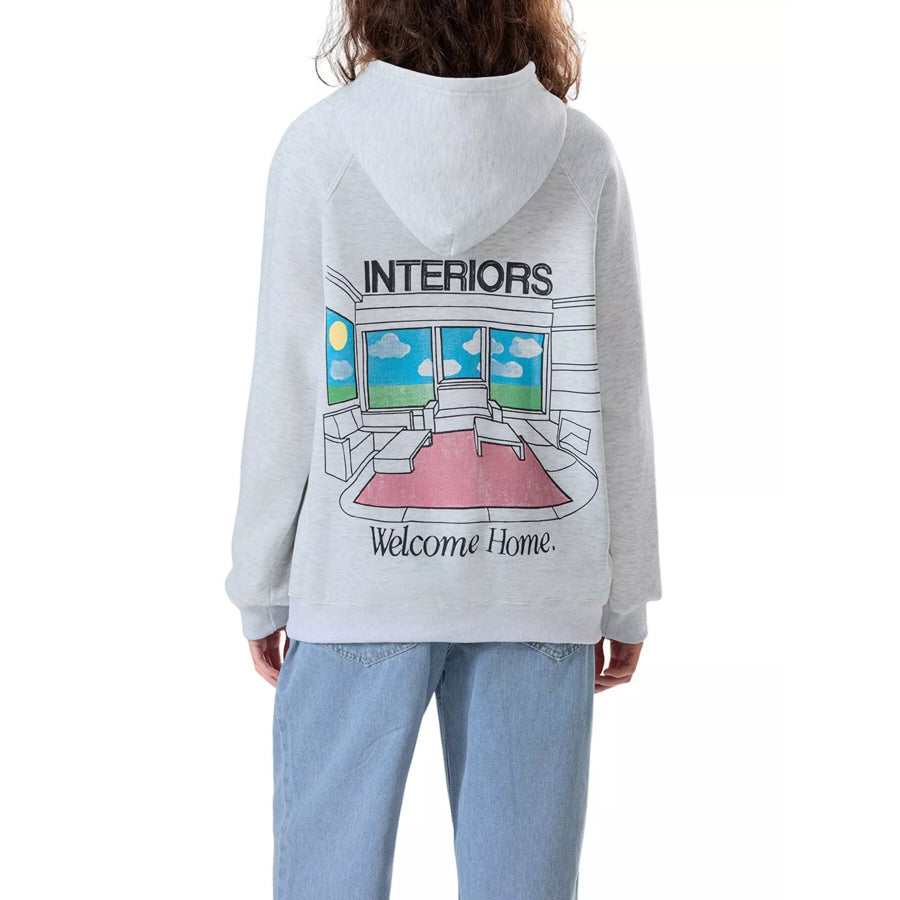’Welcome Home’ Graphic Raglan Sleeve Hoodie Apparel and Accessories