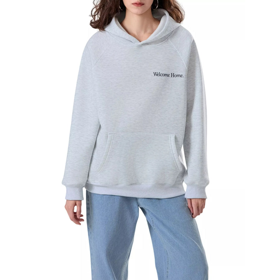 ’Welcome Home’ Graphic Raglan Sleeve Hoodie Apparel and Accessories