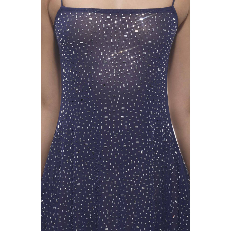 Wena Crystal Mesh Sparkle Mini Dress Blue Women’s Fashion - Women’s Clothing - Dress - Sleeveless Dress
