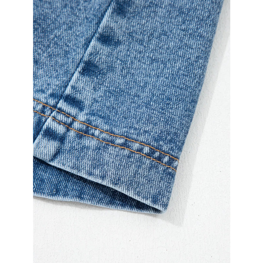 Western Belt Button Down Sleeveless Denim Short Dress Apparel and Accessories