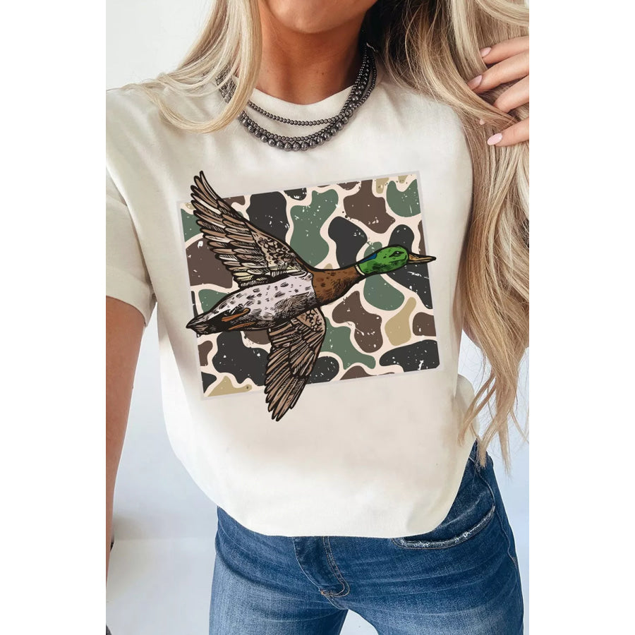 Western Camo Mallard Duck Graphic Casual Short Sleeve T-Shirt Apparel and Accessories