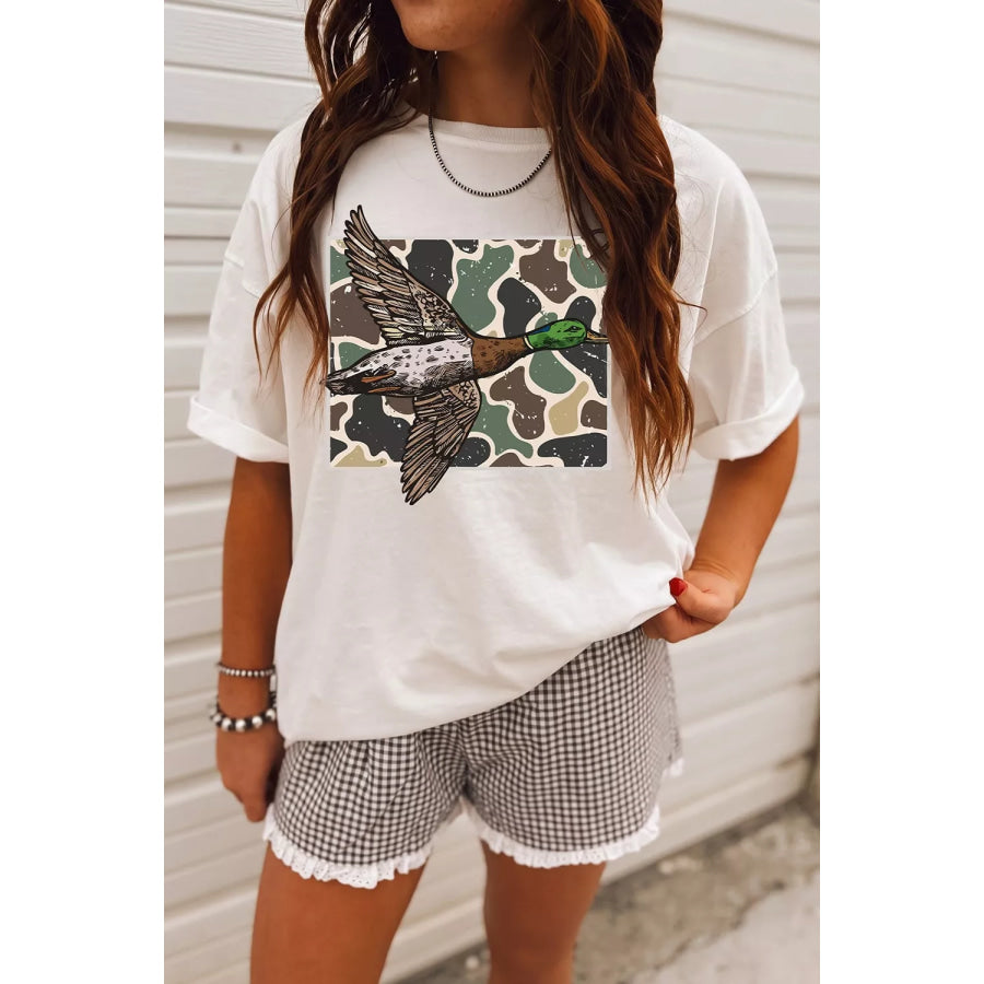 Western Camo Mallard Duck Graphic Casual Short Sleeve T-Shirt Apparel and Accessories