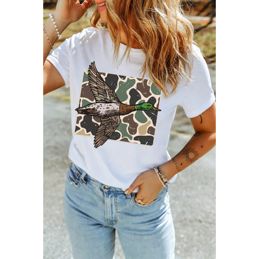 Western Camo Mallard Duck Graphic Casual Short Sleeve T-Shirt Apparel and Accessories