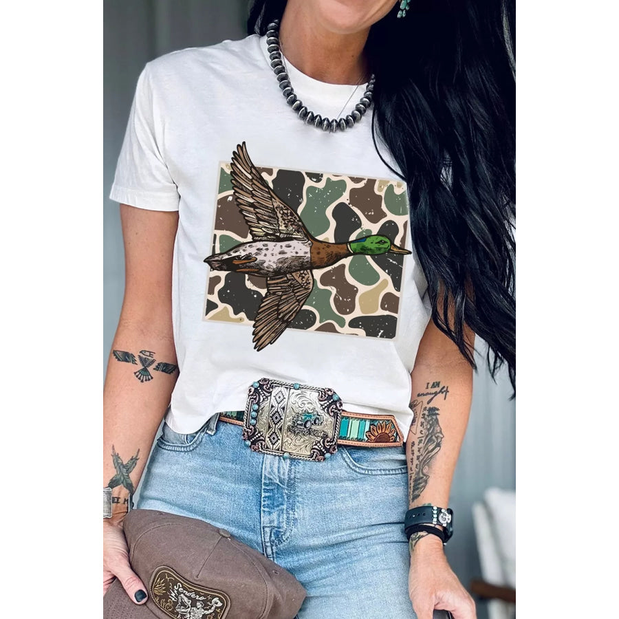 Western Camo Mallard Duck Graphic Casual Short Sleeve T-Shirt Apparel and Accessories