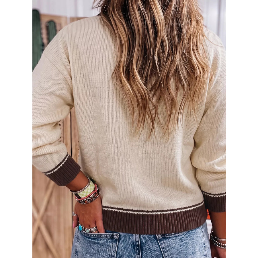 Western Cowboy Graphic Round Neck Sweater Apparel and Accessories