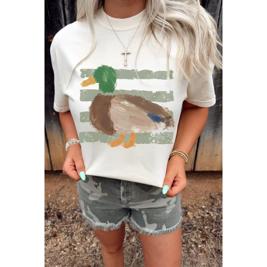 Western Duck Graffiti Graphic T-Shirt White / S Apparel and Accessories
