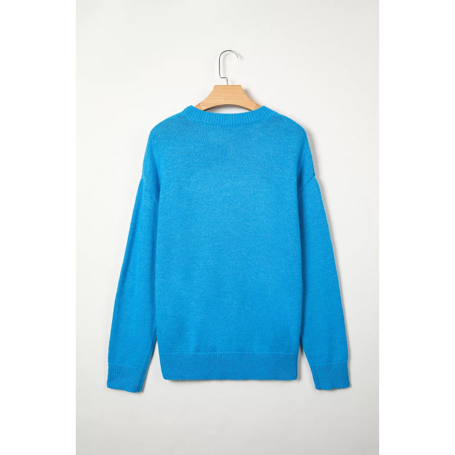 Western Embroidery Drop Shoulder Sweater Apparel and Accessories