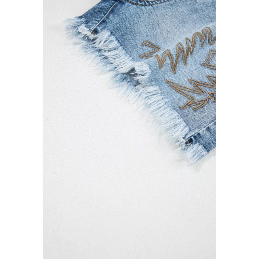 Western Embroidery Stud Denim Shorts Apparel and Accessories
