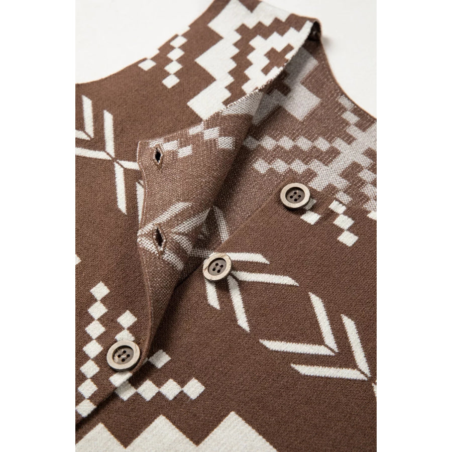 Western Geometric Pattern Sleeveless Knit Sweater Vest Apparel and Accessories