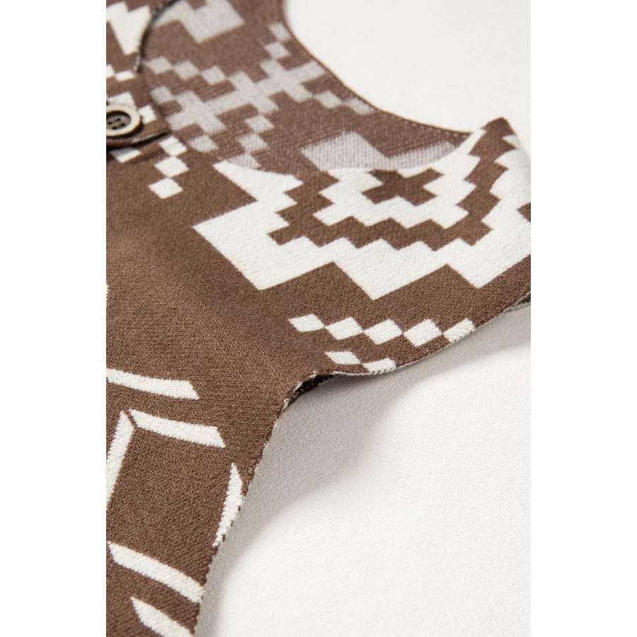 Western Geometric Pattern Sleeveless Knit Sweater Vest Apparel and Accessories