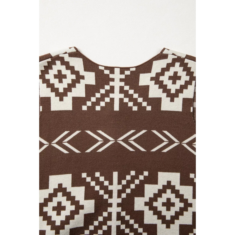 Western Geometric Pattern Sleeveless Knit Sweater Vest Apparel and Accessories