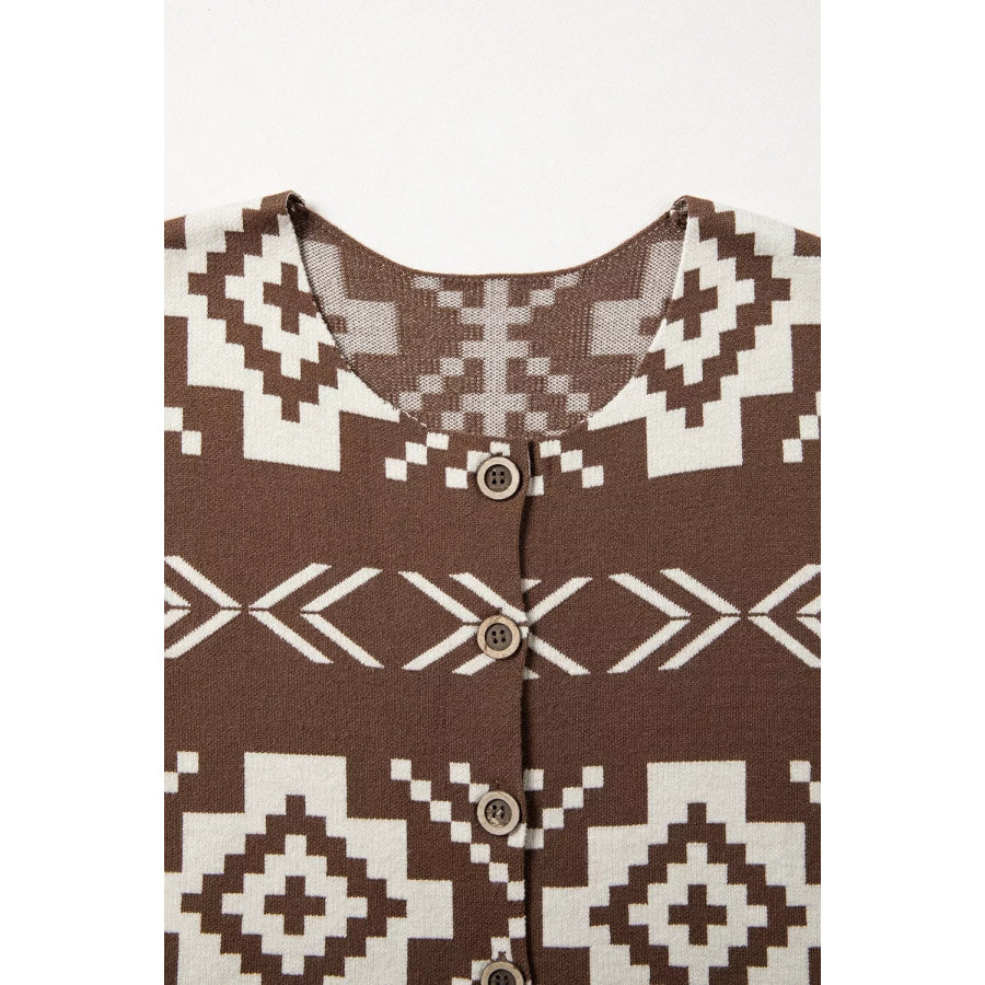 Western Geometric Pattern Sleeveless Knit Sweater Vest Apparel and Accessories