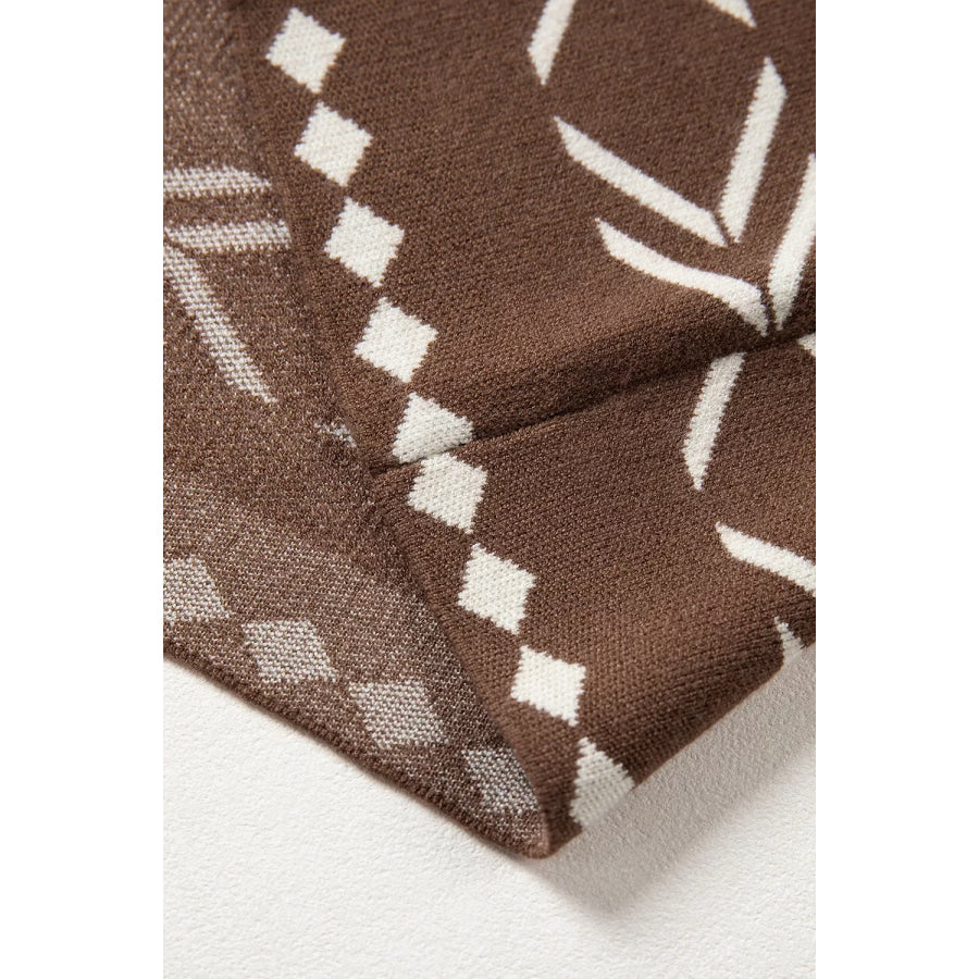 Western Geometric Pattern Sleeveless Knit Sweater Vest Apparel and Accessories