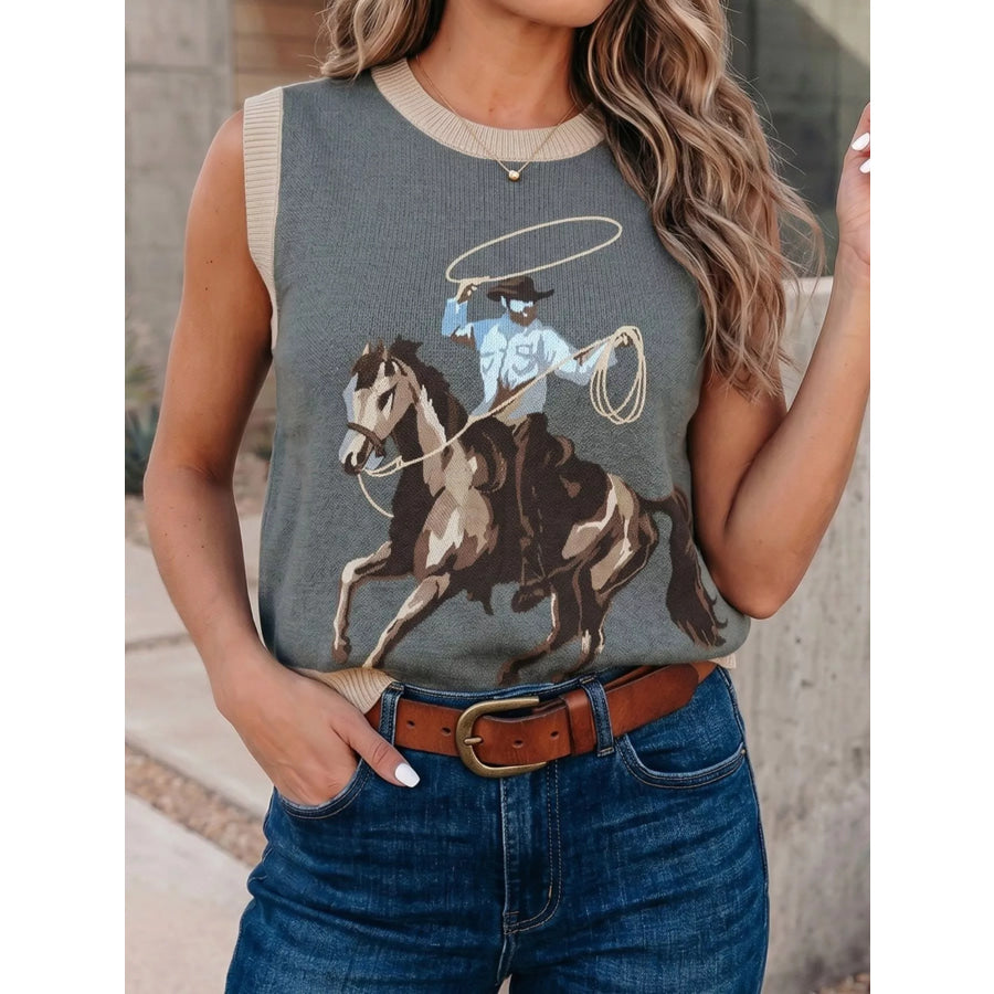Western Graphic Knit Vest Apparel and Accessories