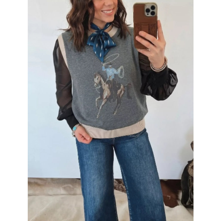 Western Graphic Knit Vest Apparel and Accessories