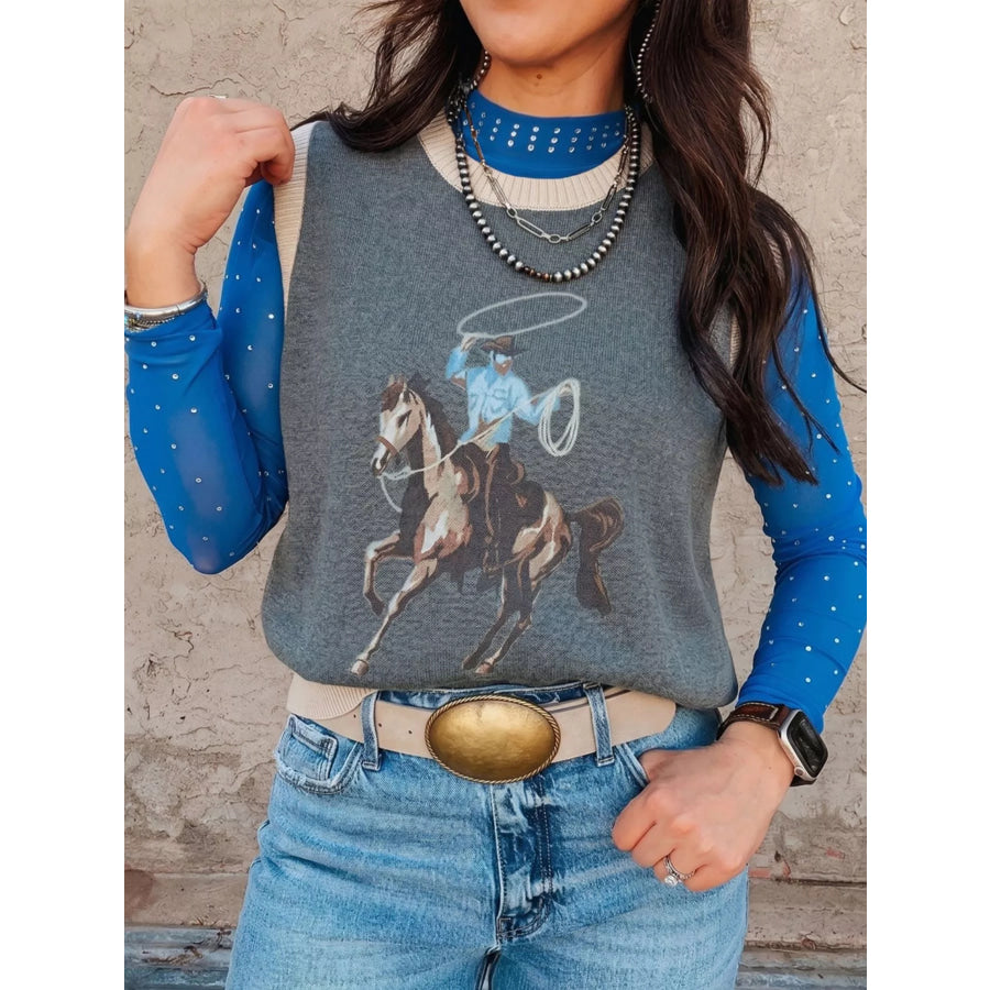 Western Graphic Knit Vest Apparel and Accessories