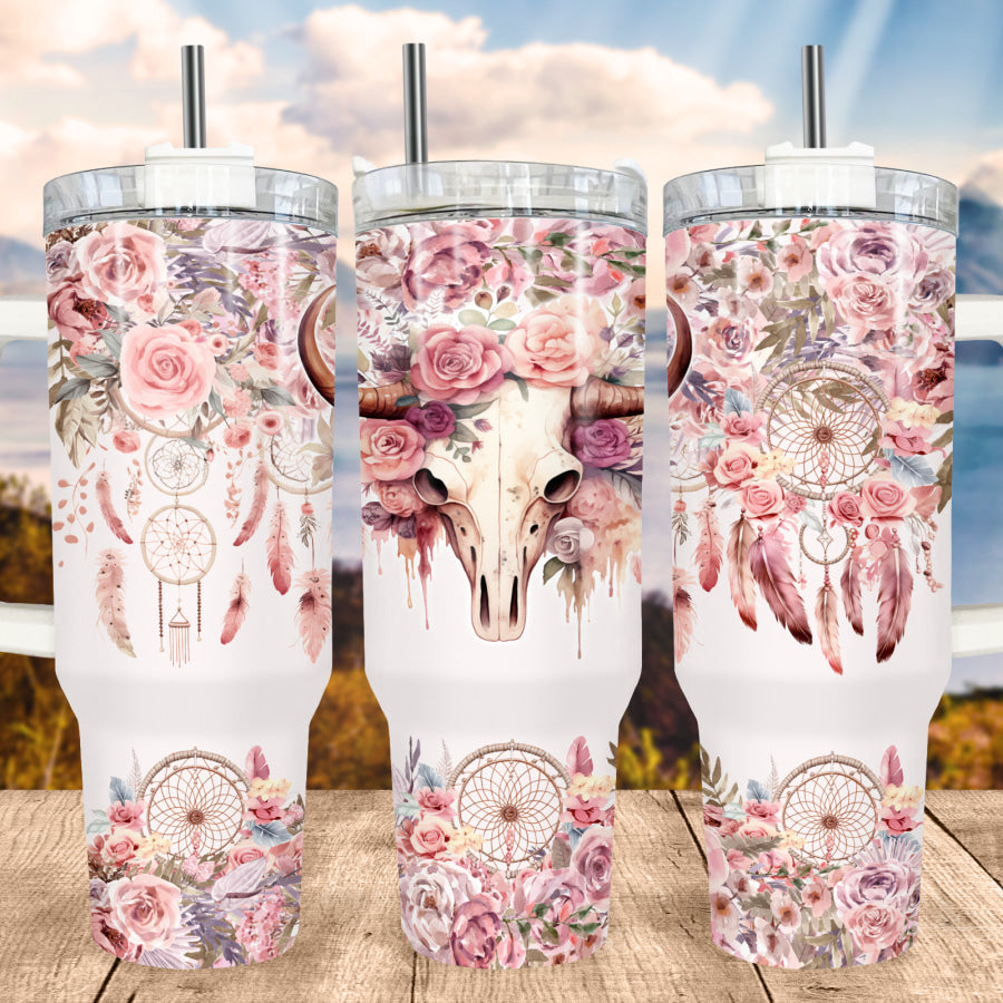 Western Highland Cow Skull 40oz Tumbler Tumbler