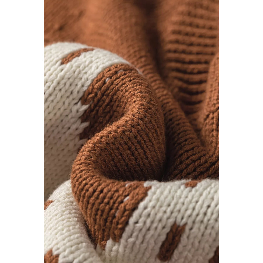 Western Horseshoe Pattern Short Sleeve Knit Sweater Apparel and Accessories