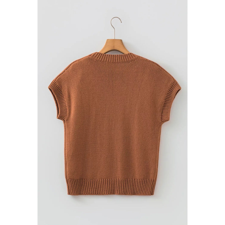 Western Horseshoe Pattern Short Sleeve Knit Sweater Apparel and Accessories