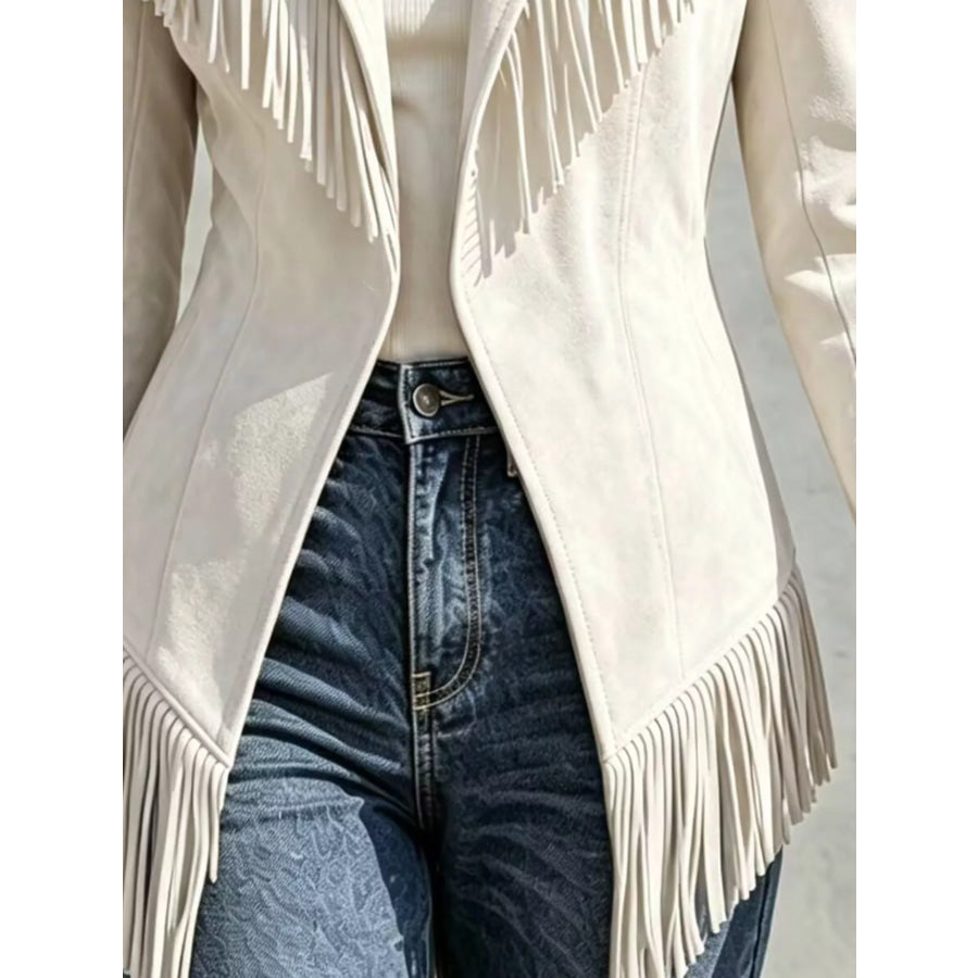 Western-Inspired Fringed Open Front Jacket Apparel and Accessories