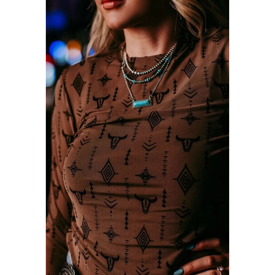 Western-Inspired Long Sleeve T-Shirt Apparel and Accessories