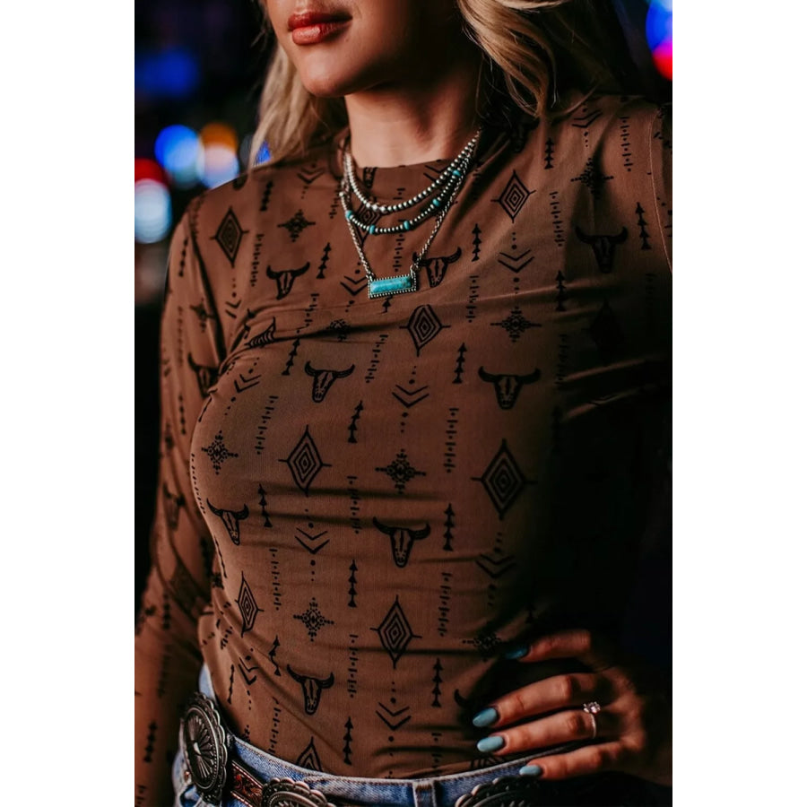 Western-Inspired Long Sleeve T-Shirt Apparel and Accessories