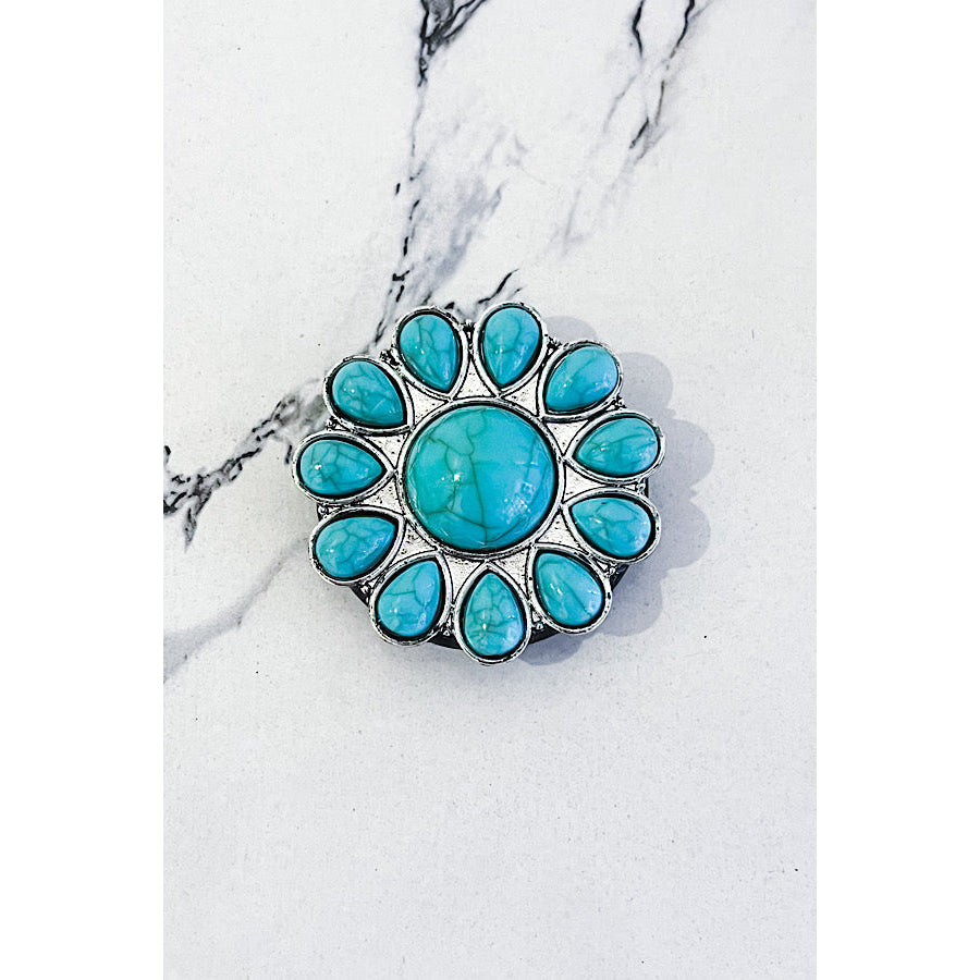 Western Turquoise Flower Phone Grip WS 600 Accessories