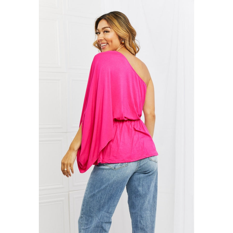 White Birch Forever And Always Full Size One Shoulder Top Hot Pink / S