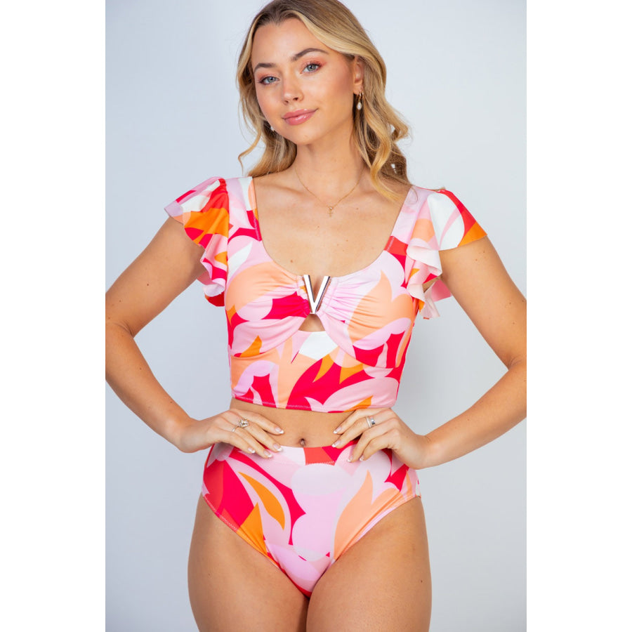 White Birch Full Size Floral Two Piece Swim Set Apparel and Accessories