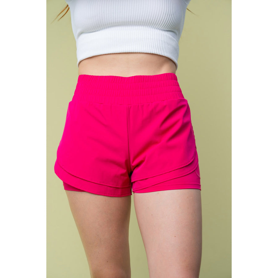 White Birch Full Size High Waisted Knit Shorts Fuchsia / S Apparel and Accessories