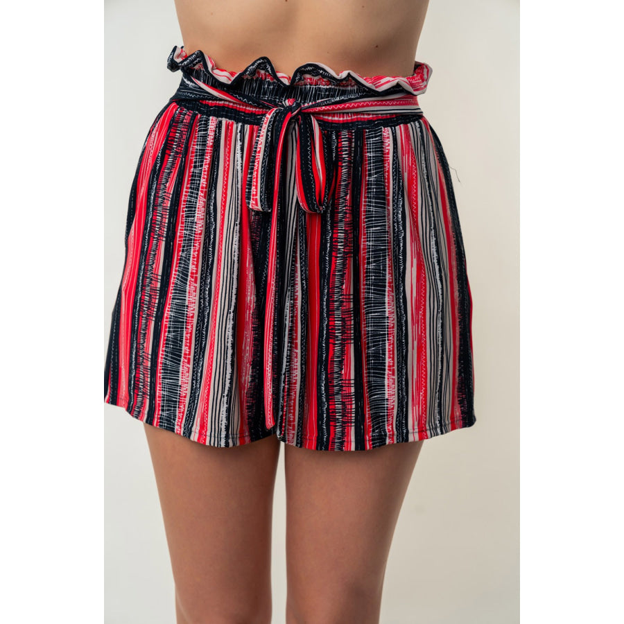 White Birch Full Size High Waisted Striped Shorts Multi / S Apparel and Accessories