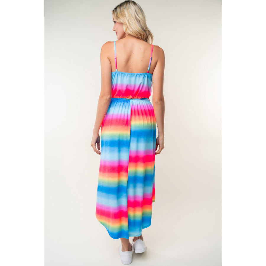 White Birch Full Size Ombre Striped Midi Cami Dress Multi / S Apparel and Accessories