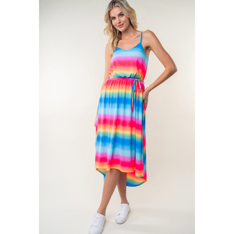 White Birch Full Size Ombre Striped Midi Cami Dress Apparel and Accessories