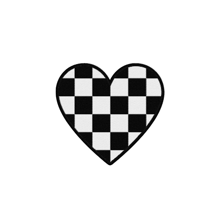 White Black Check Heart Embroidered Patch - ETA 4/29 WS 600 Accessories