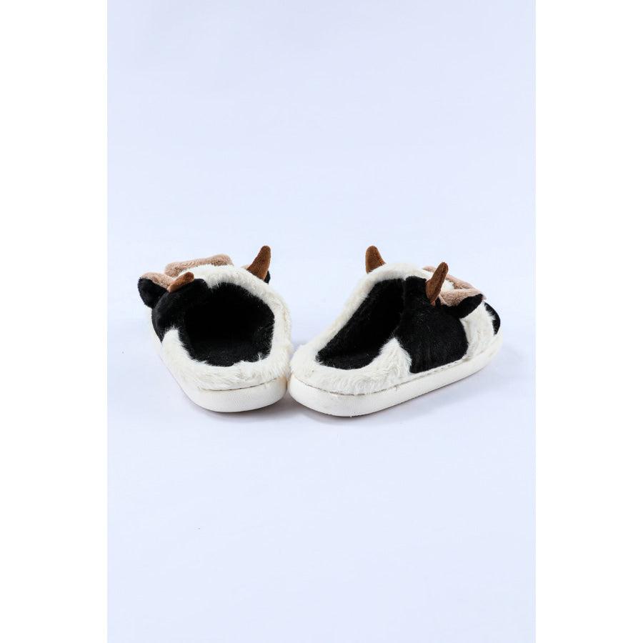 White Cartoon Animal Cow Plush Slippers Shoes &amp; Bags/Slippers