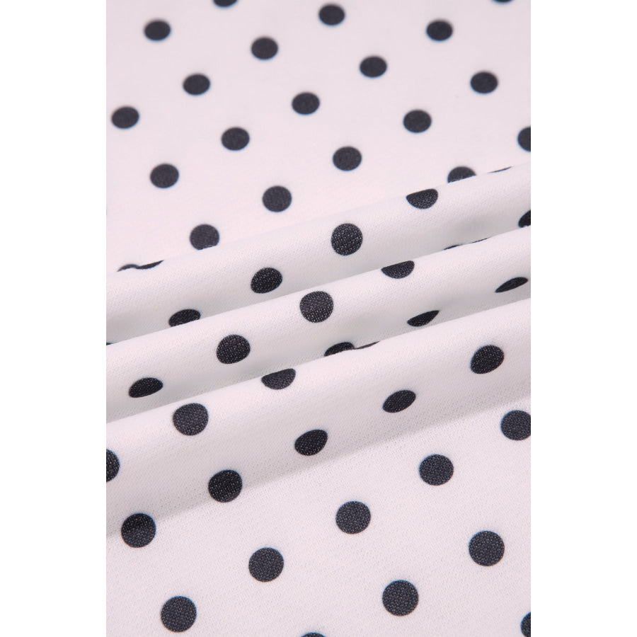 White Casual Polka Dot Mock Neck Sweatshirt Tops/Sweatshirts & Hoodies