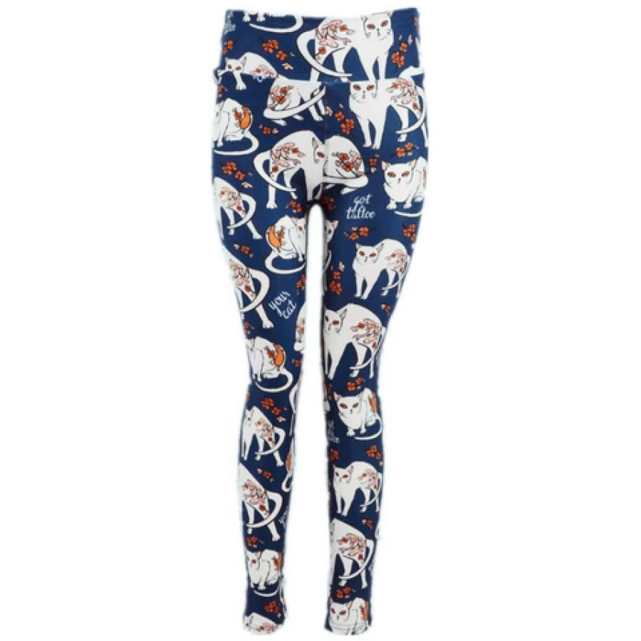 White Cat Tatt Leggings OS