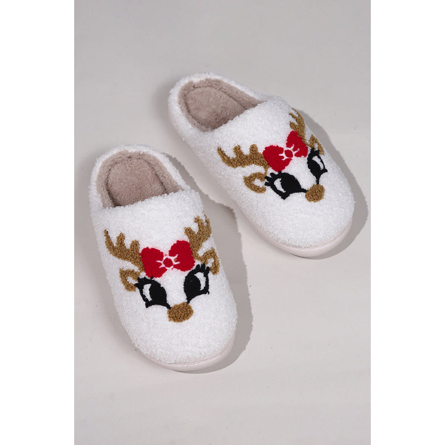 White Christmas Cartoon Pattern Plush Slippers Shoes &amp; Bags/Slippers