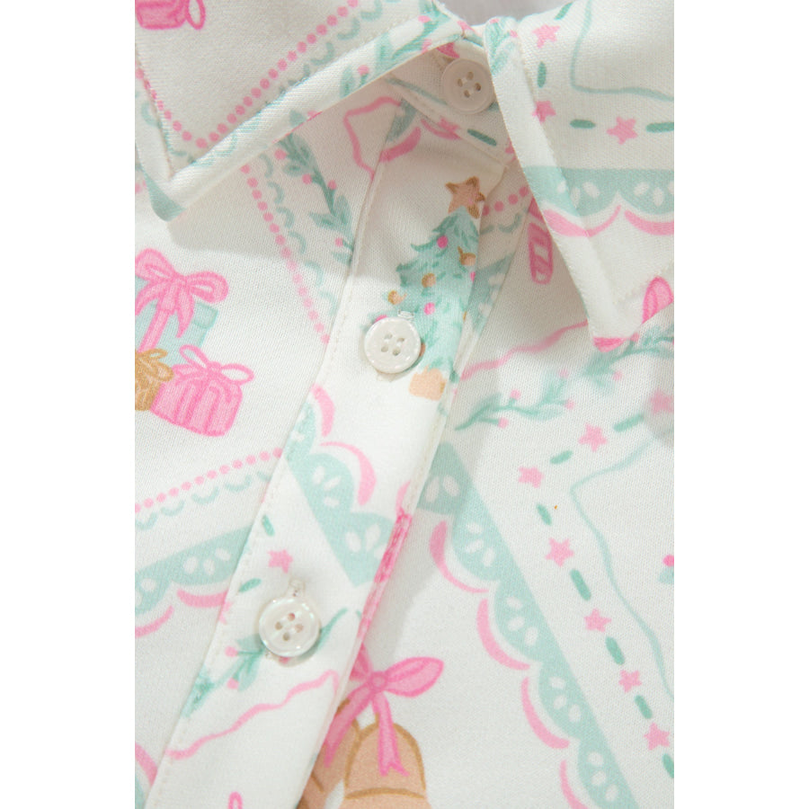 White Christmas Patchwork Collar Long Sleeve Pullover Sweatshirt Tops/Sweatshirts & Hoodies