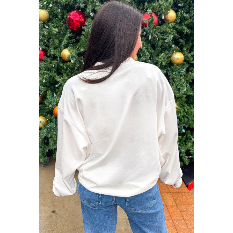 White Christmas Slogan Round Neck Long Sleeve Sweatshirt Tops/Sweatshirts & Hoodies