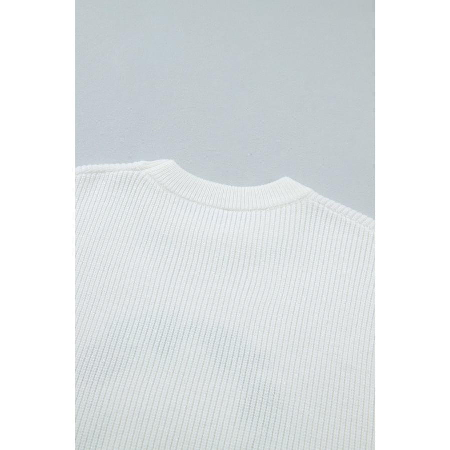 White Christmas Wreath Pattern Round Neck Casual Sweater Sweaters & Cardigans/Sweaters
