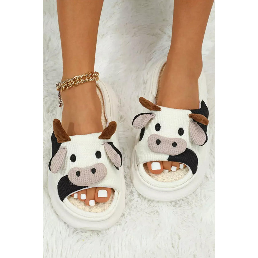 White Cute Cow Pattern Open Toe Slippers Bright White / 37 / 100% PVC Shoes &amp; Bags/Slippers