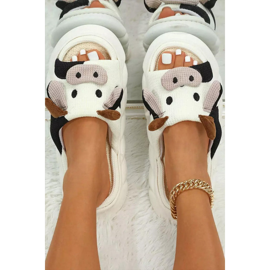 White Cute Cow Pattern Open Toe Slippers Shoes &amp; Bags/Slippers