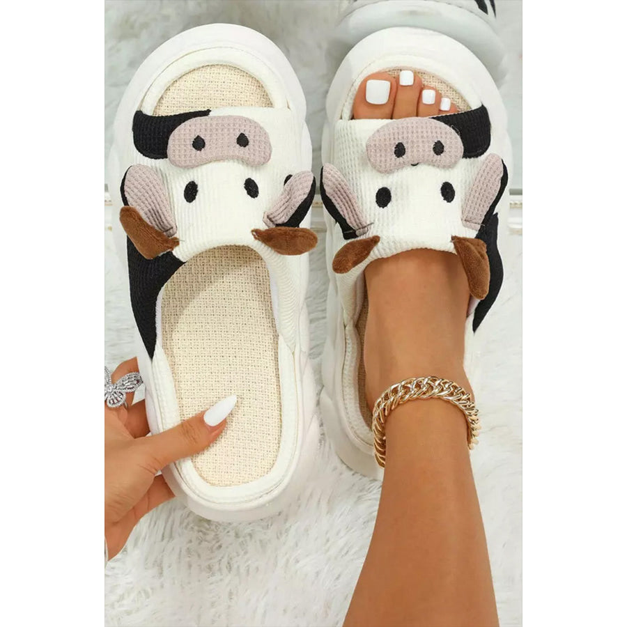 White Cute Cow Pattern Open Toe Slippers Bright White / 37 / 100% PVC Shoes & Bags/Slippers