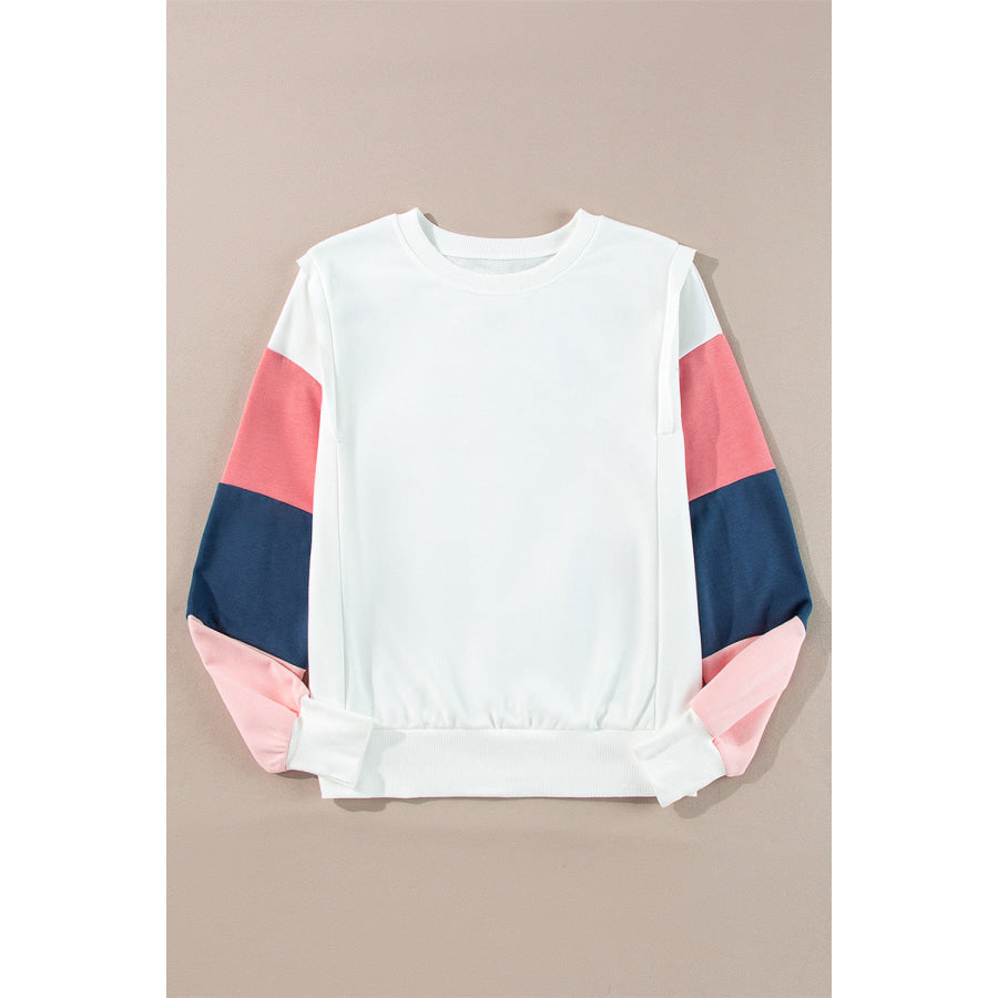 White French Terry Color Block Long Sleeve Top Sale (50% OFF)/Sale OFF)