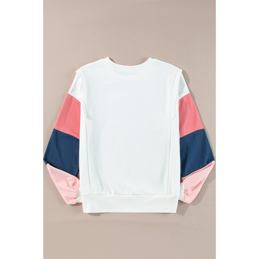 White French Terry Color Block Long Sleeve Top Sale (50% OFF)/Sale OFF)