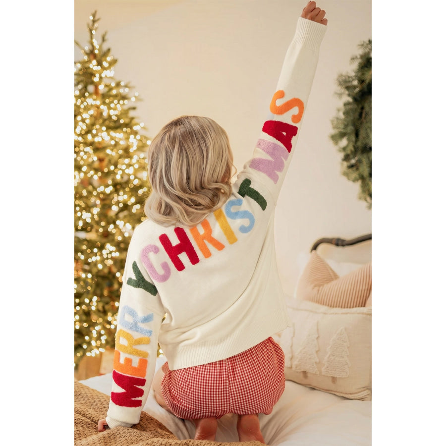 White Ho Slogan V Neck Button Front Embroidered Knit Cardigan Sweaters & Cardigans/Cardigans