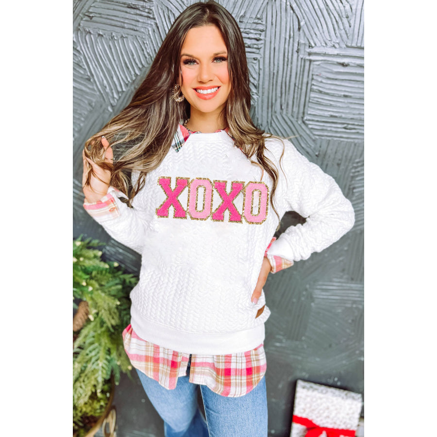 White Merry And Bright Cable Knit Pullover Sweatshirt Tops/Sweatshirts & Hoodies